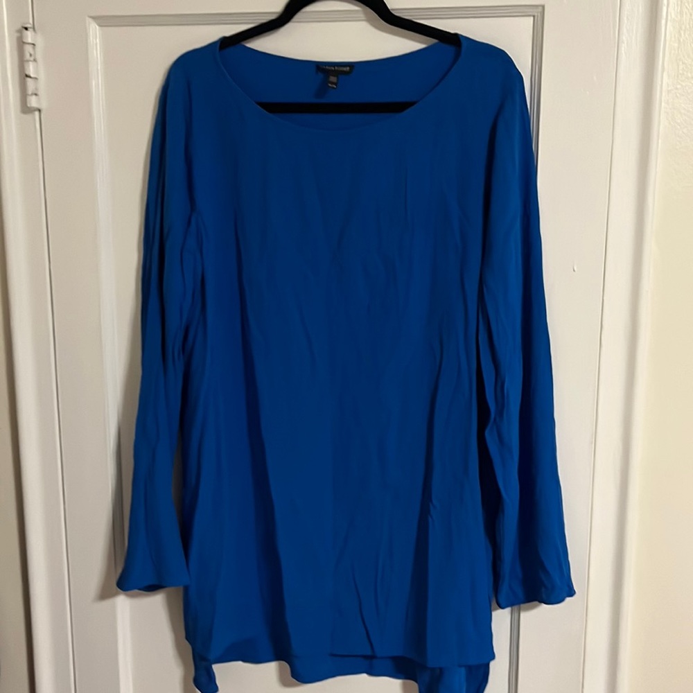 Eileen Fisher blue XL 100% silk tunic top